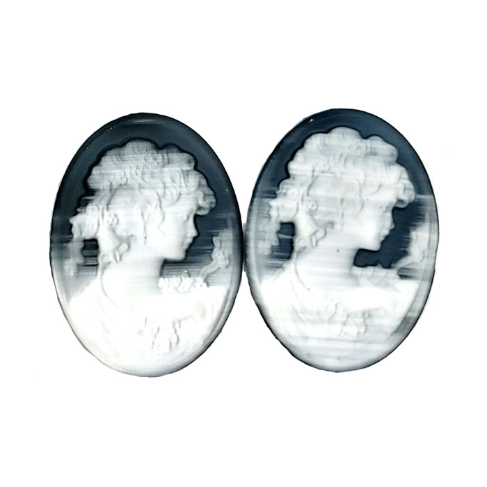 22X30MM WOMAN CAMEO CAT'S EYE BLACK